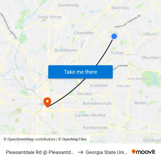 Pleasantdale Rd @ Pleasantdale Pkwy to Georgia State University map