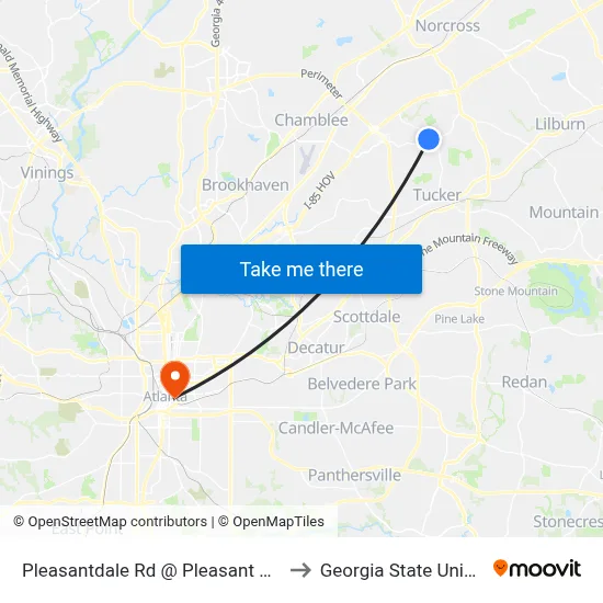 Pleasantdale Rd @ Pleasant Shade Dr to Georgia State University map