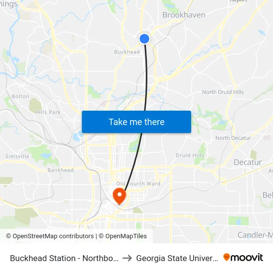 Buckhead Station - Northbound to Georgia State University map