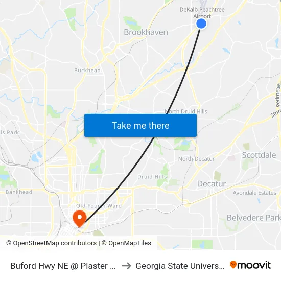 Buford Hwy NE @ Plaster Rd to Georgia State University map