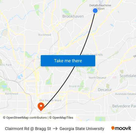Clairmont Rd @ Bragg St to Georgia State University map