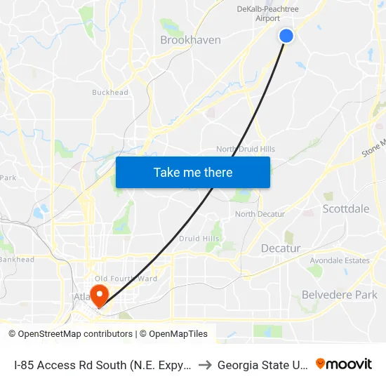 I-85 Access Rd South (N.E. Expy) @ Plaster Rd to Georgia State University map