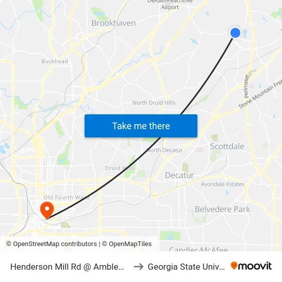 Henderson Mill Rd @ Amblewood Ct to Georgia State University map