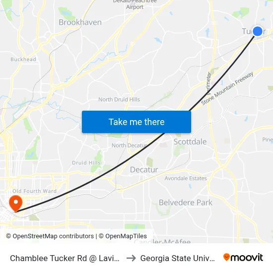 Chamblee Tucker Rd @ Lavista Rd to Georgia State University map