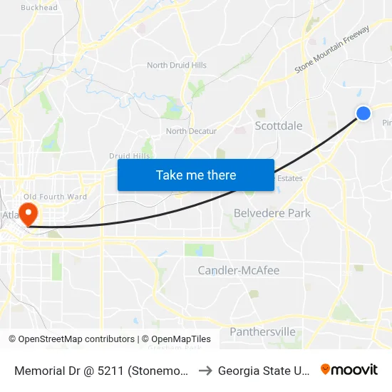 Memorial Dr @ 5211 (Stonemont Village Sc) to Georgia State University map
