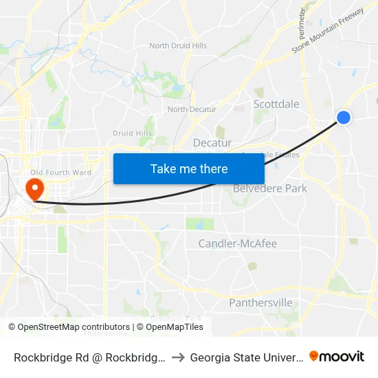 Rockbridge Rd @ Rockbridge Trl to Georgia State University map