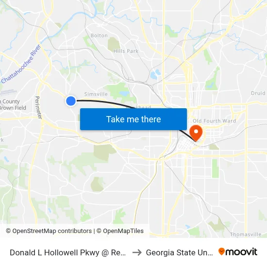 Donald L Hollowell Pkwy @ Regina Dr NW to Georgia State University map