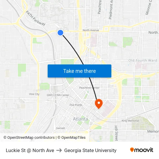 Luckie St @ North Ave to Georgia State University map