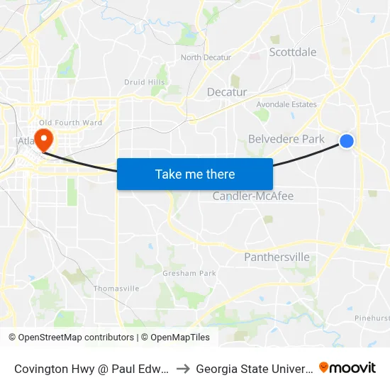 Covington Hwy @ Paul Edwin Dr to Georgia State University map