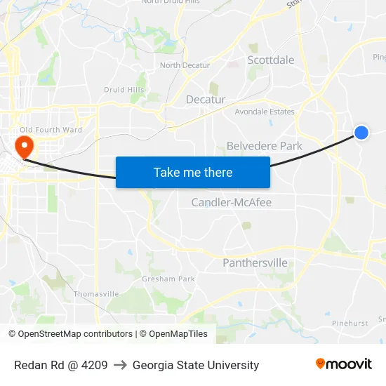 Redan Rd @ 4209 to Georgia State University map