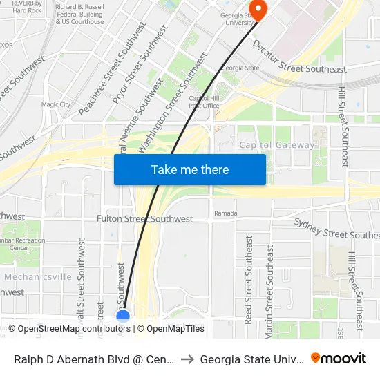 Ralph D Abernath Blvd @ Central Ave to Georgia State University map