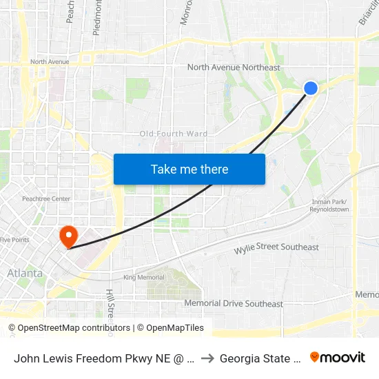 John Lewis Freedom Pkwy NE @ Carter Center Entr to Georgia State University map