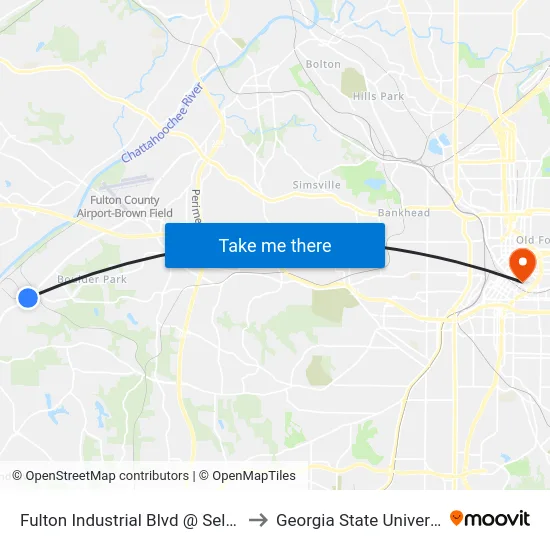 Fulton Industrial Blvd @ Selig Dr to Georgia State University map