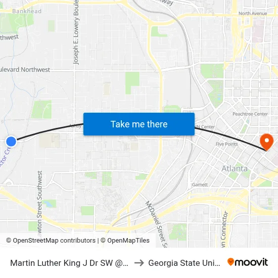 Martin Luther King J Dr SW @ Burbank to Georgia State University map