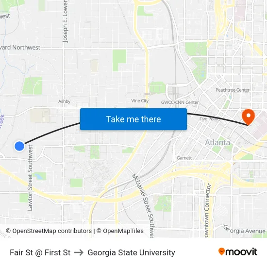 Fair St @ First St to Georgia State University map