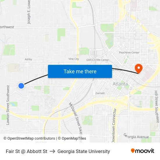 Fair St @ Abbott St to Georgia State University map