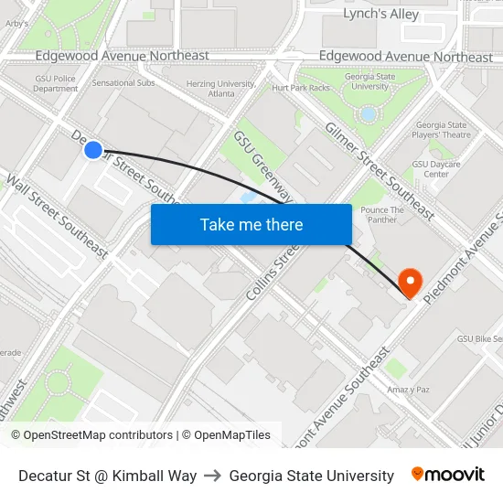 Decatur St @ Kimball Way to Georgia State University map