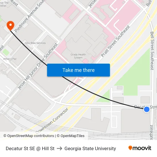 Decatur St SE @ Hill St to Georgia State University map