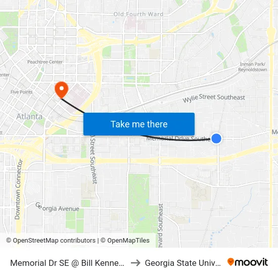Memorial Dr SE @ Bill Kennedy Way to Georgia State University map