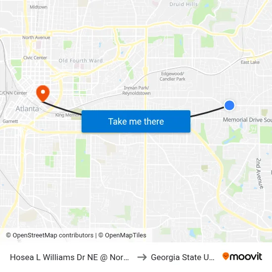 Hosea L Williams Dr NE @ Norwood Ave NE to Georgia State University map