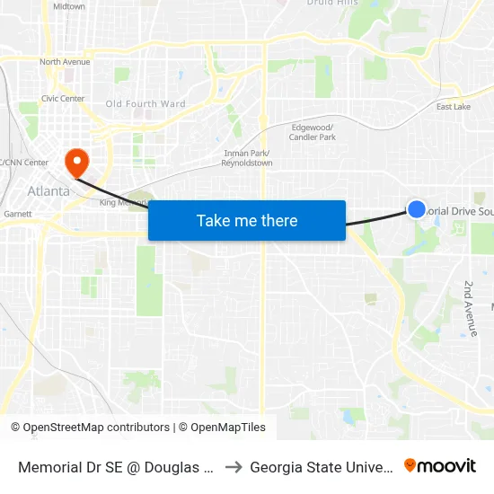 Memorial Dr SE @ Douglas St SE to Georgia State University map