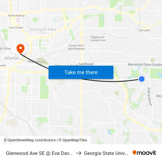 Glenwood Ave SE @ Eva Davis Way to Georgia State University map