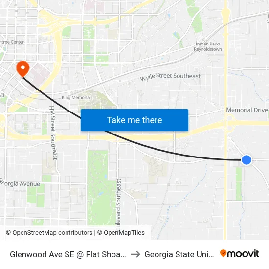 Glenwood Ave SE @ Flat Shoals Ave SE to Georgia State University map