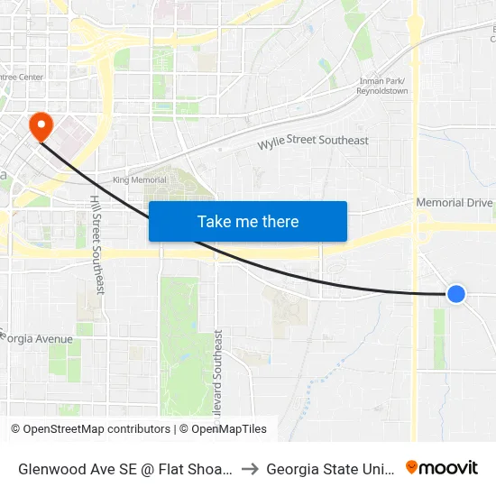 Glenwood Ave SE @ Flat Shoals Ave SE to Georgia State University map