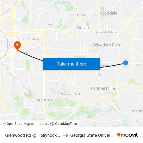 Glenwood Rd @ Hollyhock Ter to Georgia State University map