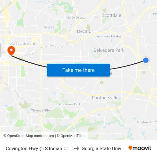 Covington Hwy @ S Indian Creek Dr to Georgia State University map
