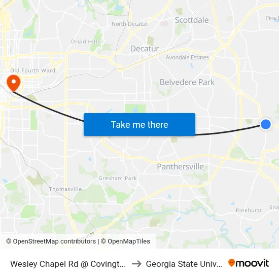 Wesley Chapel Rd @ Covington Hwy to Georgia State University map