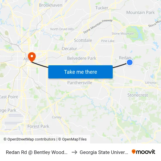 Redan Rd @ Bentley Woods Trl to Georgia State University map