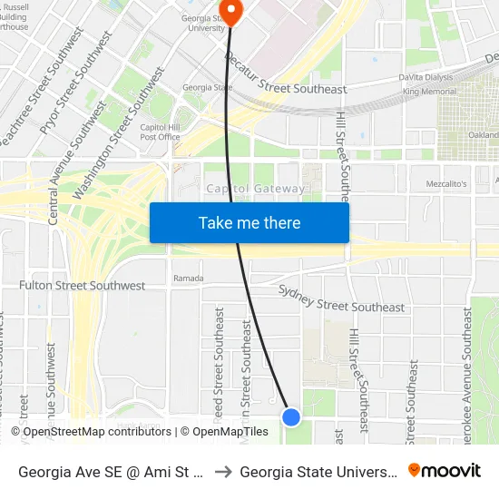 Georgia Ave SE @ Ami St SE to Georgia State University map