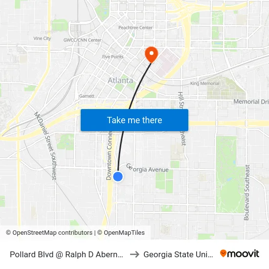 Pollard Blvd @ Ralph D Abernathy Blvd to Georgia State University map