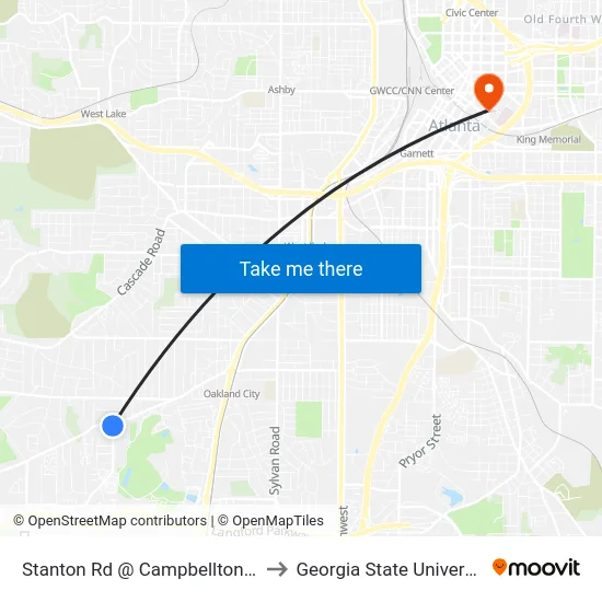 Stanton Rd @ Campbellton Rd to Georgia State University map