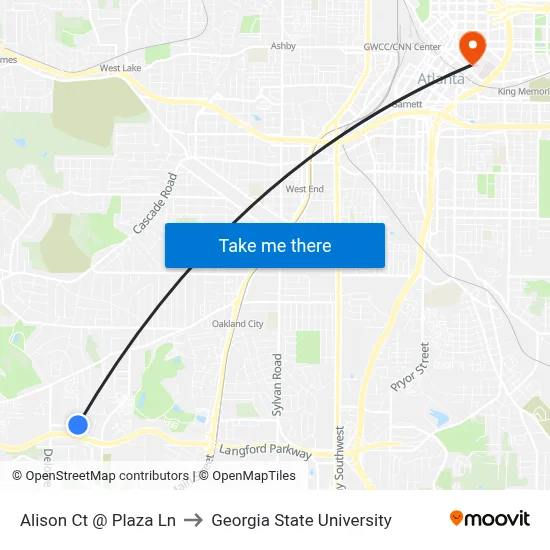 Alison Ct @ Plaza Ln to Georgia State University map