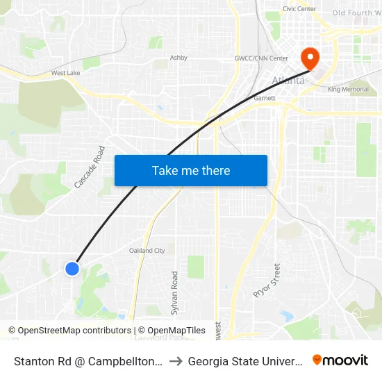 Stanton Rd @ Campbellton Rd to Georgia State University map