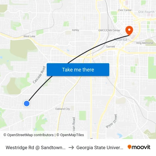 Westridge Rd @ Sandtown Rd to Georgia State University map
