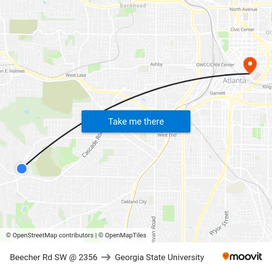 Beecher Rd SW @ 2356 to Georgia State University map
