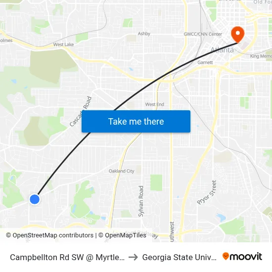 Campbellton Rd SW @ Myrtle Dr SW to Georgia State University map