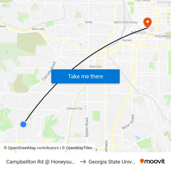 Campbellton Rd @ Honeysuckle Ln to Georgia State University map