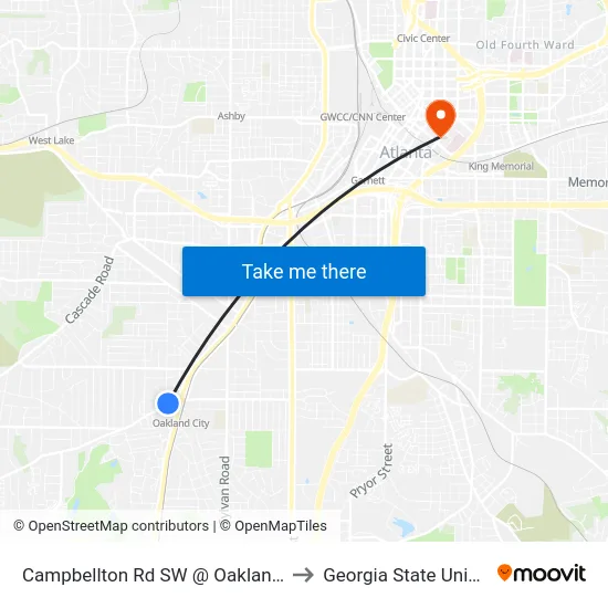 Campbellton Rd SW @ Oakland Dr SW to Georgia State University map