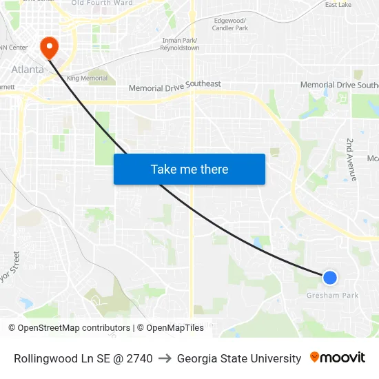 Rollingwood Ln SE @ 2740 to Georgia State University map