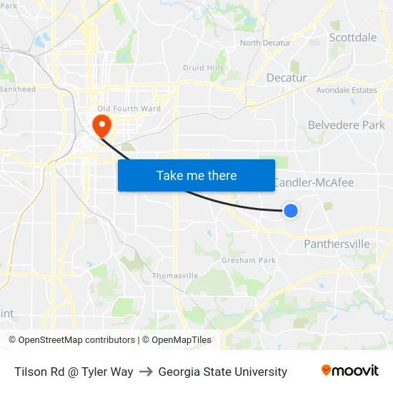Tilson Rd @ Tyler Way to Georgia State University map