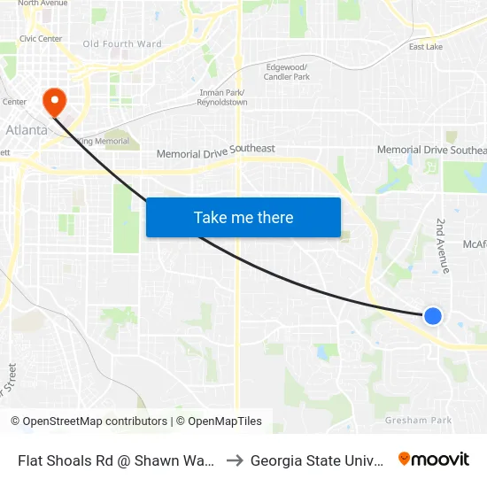 Flat Shoals Rd @ Shawn Wayne Ct to Georgia State University map