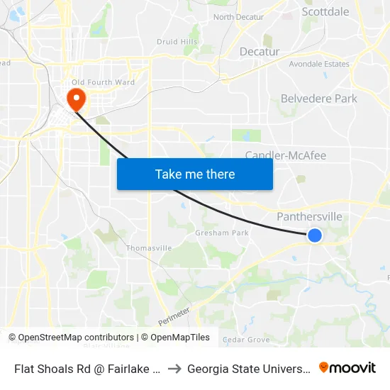 Flat Shoals Rd @ Fairlake Dr to Georgia State University map