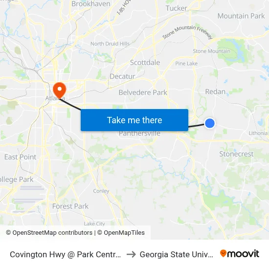 Covington Hwy @ Park Central Blvd to Georgia State University map
