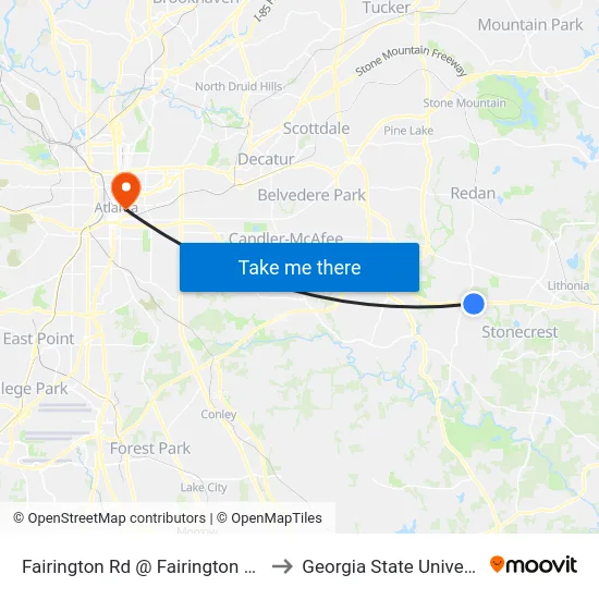 Fairington Rd @ Fairington Pkwy to Georgia State University map