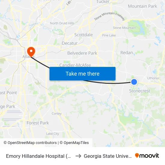 Emory Hillandale Hospital (5910) to Georgia State University map