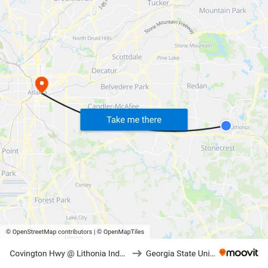 Covington Hwy @ Lithonia Industrial Blvd to Georgia State University map